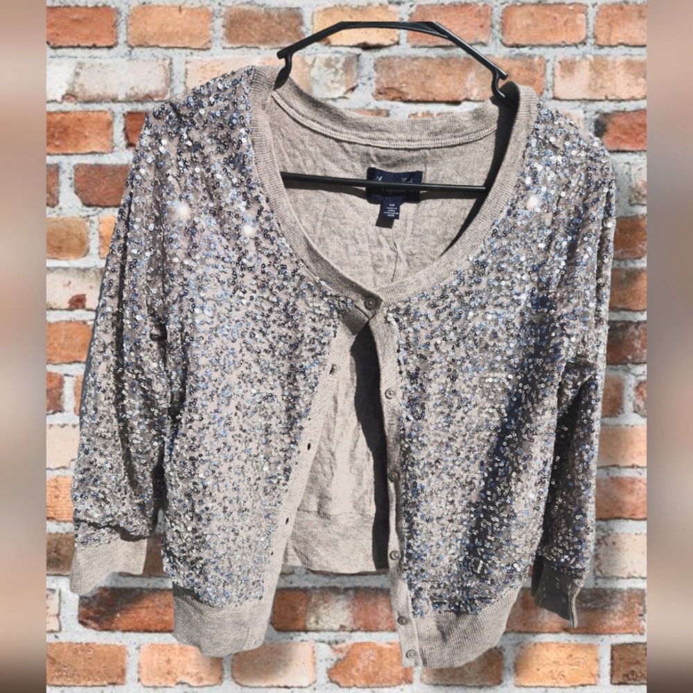 AMERICAN EAGLE OUTFITTERS Silver Sequin Cardigan